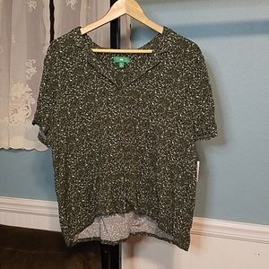 Animal print button-up crop top